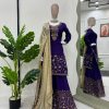 Artful Dark Violet Color Chinon Silk Sequence Thread Work Salwar Suit