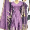 Artful Purple Color Chinon Silk Embroidery Sequence Sharara Suit