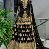 Captivating Black Color Chinnon Silk Embroidery Lehenga Choli