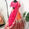 Elegant Orange Color Jacquard Zari Weaving Work Lehenga Choli