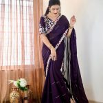 Fancy Purple Color Rangoli Silk Sequences Embroidery Saree