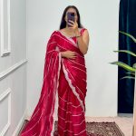 Fancy Red Color Burberry Blooming Embroidery Zari Work Saree