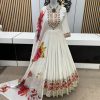Fancy White Color Chinon Silk Embroidery Sequence Gown