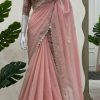 Glamorous Peach Color Tabby Silk Thread Sequence Salwar Suit