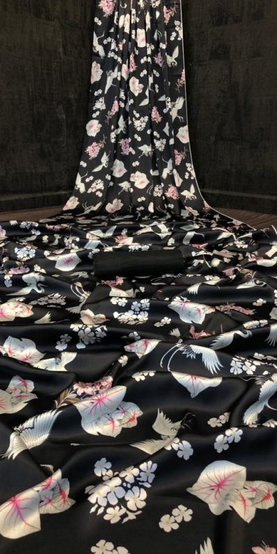 Graceful Black Color Devsena Soft Silk Digital Printed Saree