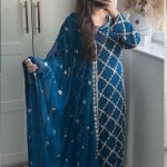 Grand Blue Color Georgette Embroidered Hand Work Salwar Suit