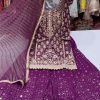 Grand Purple Color Georgette Embroidery Sequence Salwar Suit