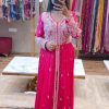 Majestic Pink Color Georgette Embroidery Sequence Gown