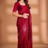 Mystical Maroon Color Soft Georgette Fancy Beautiful Saree