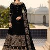 Perfect Black Color Georgette Cording Anarkali Suit