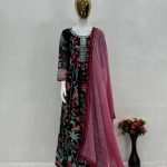 Perfect Black Color Georgette Embroidered Sequence Salwar Suit