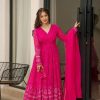 Perfect Pink Color Faux Georgette Sequence Thread Anarkali Suit