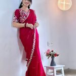 Perfect Red Color Rangoli Silk Beautiful Embroidery Saree