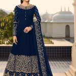 Perfect Royal Blue Color Georgette Cording Anarkali Suit