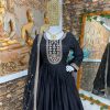 Pretty Black Color Chinon Silk Embroidery Sequence Gown