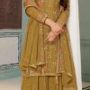 Pretty Mustard Color Heavy Chinon Embroidery Sharara Suit
