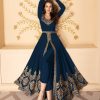 Pretty Navy Blue Color Georgette Embroidery Sharara Suit