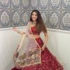 Pretty Red Color Rayon Printed Silk Work Lehenga Choli