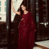 Sightly Maroon Color Georgette Digital Printed All Over Saree