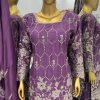 Stylish Violet Color Chinnon Silk Embroidery Work Sharara Suit