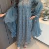 Superb Blue Color Muslin Digital Printed Hand Work Salwar Suit
