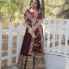 Superb Maroon Color Georgette Embroidery Sequence Gown