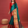 Superb Peacock Green Color Rich Cotton Jacquard Silk Saree