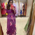 Superb Purple Color Sequence Coding Embroidery Work Gown