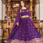Superb Violet Georgette Sequence Embroidery Lehenga Choli