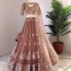 Stylish Peach Color Georgette Embroidery Lehenga Choli