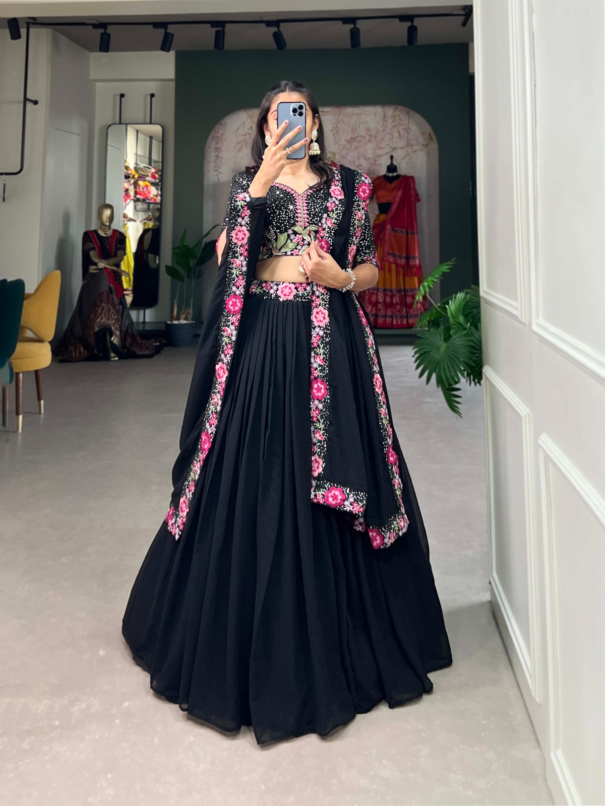 LNB 1403 Black Color Georgette Plain Embroidery Lehenga Choli Festive Party Wedding, Events etc. Delivery 4-6 Working Days @2999/- | Lehenga, Bollywood Lehenga, Creative Lehenga, Designer Lehenga, Embroidered Lehenga, Party Wear Lehenga