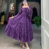 Aesthetic Purple Color Georgette Floral Printed Work Gown