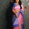 Aglow Pink Color Soft Kanjivaram Lichi Pattu Jacquard Silk Saree