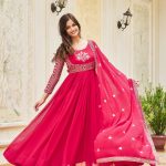 Artfully Pink Color Georgette Sequence Embroidery Gown