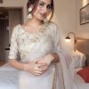 Beautiful White Color Soft Net Thread Sequence Work Saree