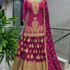 Captivating Pink Color Chinnon Silk Embroidery Lehenga Choli
