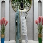 Classic Firozi Color Georgette Thread Sequence Salwar Suit