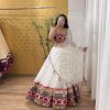 Cute White Color Georgette Heavy Gamathi Work Lehenga Choli