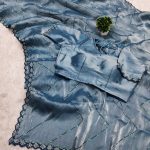 Fancy Blue Color Jimmy Cho Embellished Sequins Saree