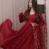Fancy Maroon Color Crochit Georgette Embroidery Salwar Suit