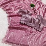 Fancy Pink Color Jimmy Cho Embellished Sequins Saree