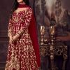 Fine Red Color Heavy Net Embroidery Sequence Salwar Suit