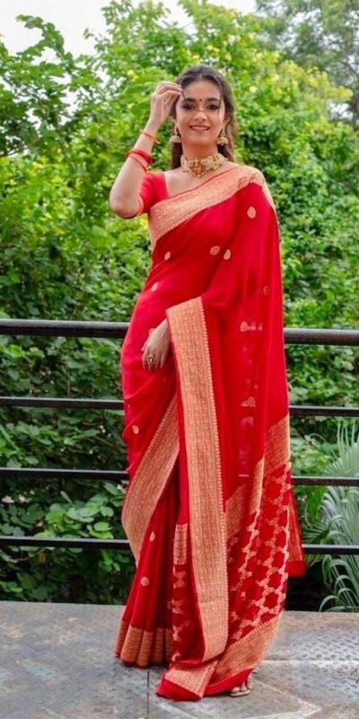 Red Soft Silk Cloth Jacquard All Over Saree