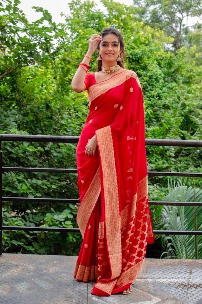 Red Soft Silk Cloth Jacquard All Over Saree