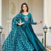 Majestic Blue Color Rangoli Sequence Embroidery Gown