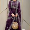 Peaceful Purple Color Georgette Embroidery Sequence Gown
