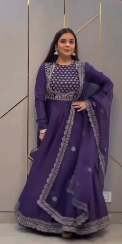 SRK 5057 Violate Color Georgette Sequence Embroidery Gown Casual, Wedding, Party, Festive, Events Etc. Expected Delivery 4-6 Working Days @1899/- | Gowns, Bollywood Gowns, Creative Gowns, Designer Gowns, Embroidered Gowns, Party Wear Gowns