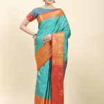 Pretty Firozi Color Soft Kanjivaram Pattu Self Jacquard Saree