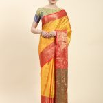 Pretty Mustard Color Soft Kanjivaram Pattu Self Jacquard Saree