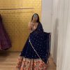 Pure Navy Blue Color Mono Slab Heavy Gamathi Lehenga Choli